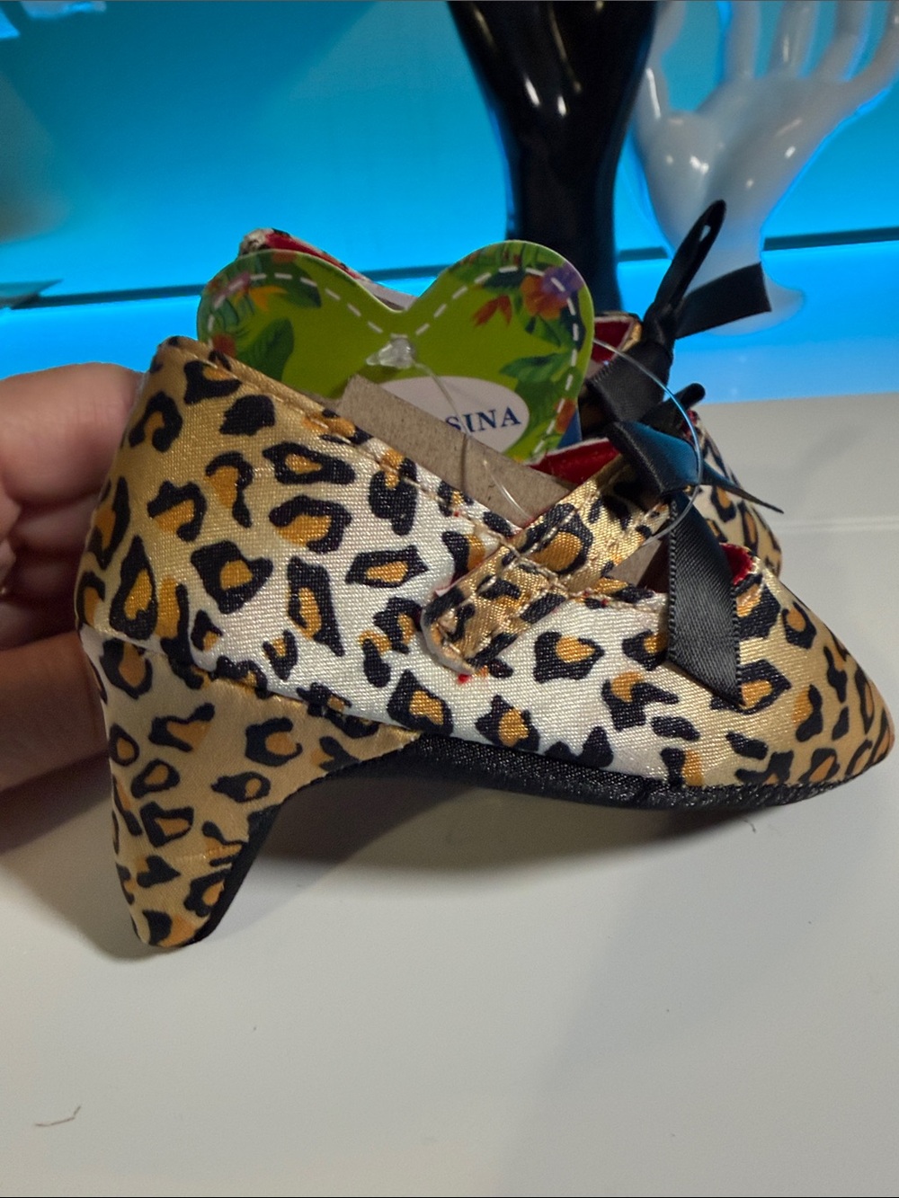 Stylish Leopard Print Baby Infant Soft Mary Jane Heeled Crib Shoes Bow Sz 2.5 US - Picture 3 of 6